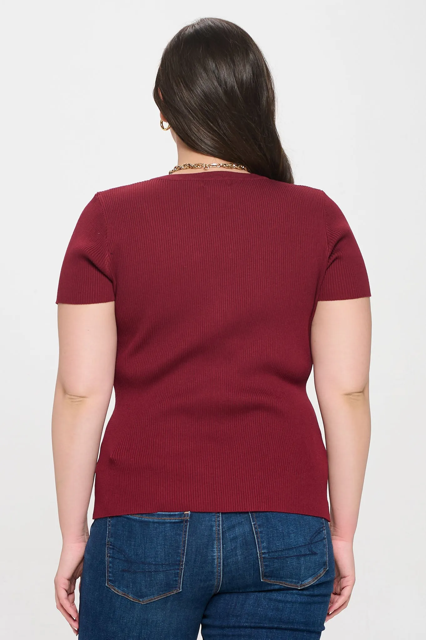 PLUS SNAP BUTTON SWEATER KNIT TOP