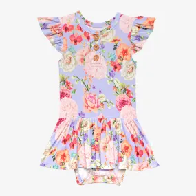 Posh Peanut Bellamy Ruffled Capsleeve Henley Twirl Skirt Bodysuit