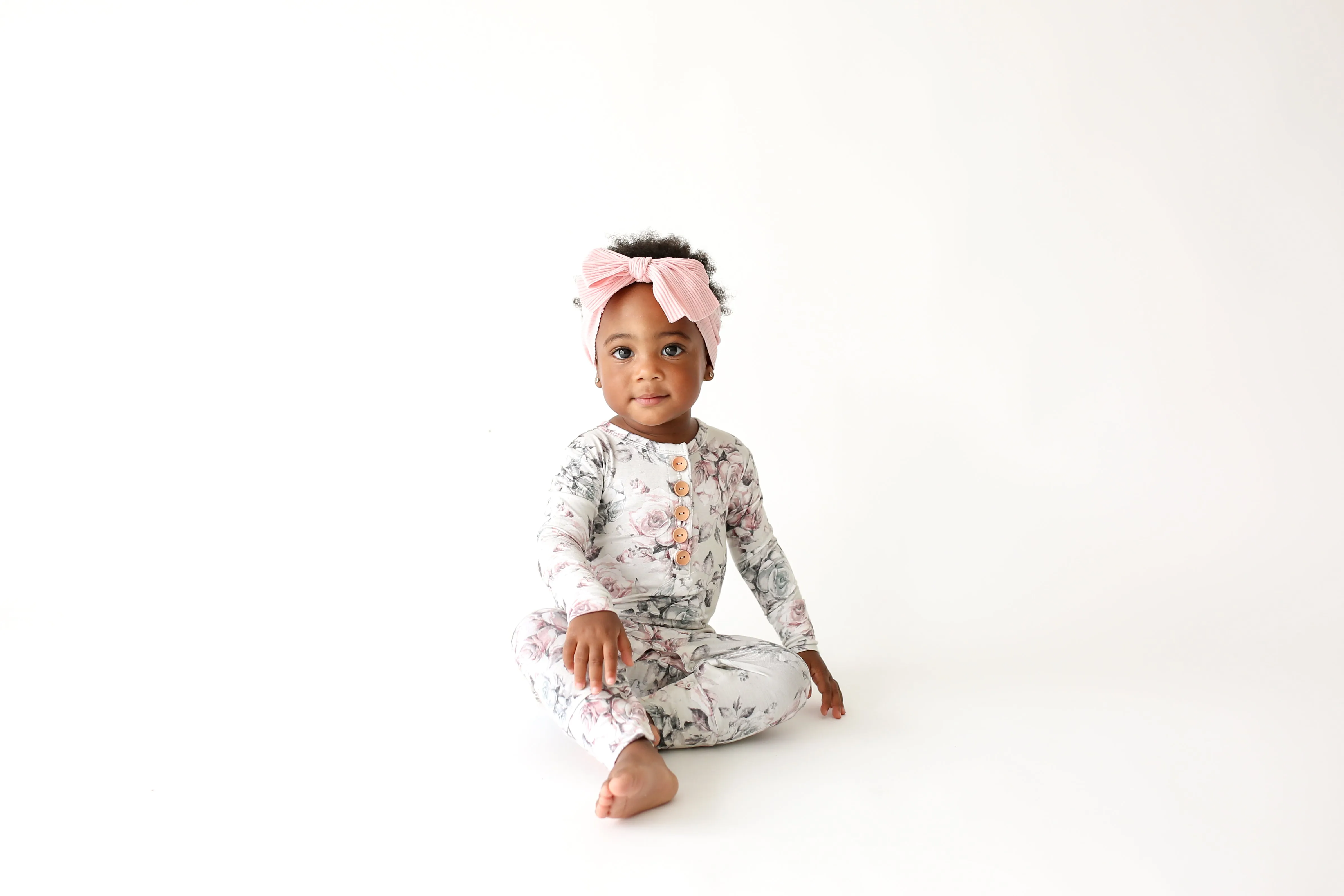 Posh Peanut Daniella L/S Ruffled Henley Romper