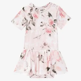 Posh Peanut Short Sleeve Twirl Skirt Bodysuit - Vintage Pink Rose