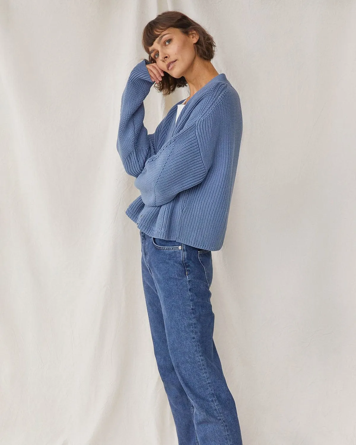 Preila: Baltic Blue Merino Wool Cardigan