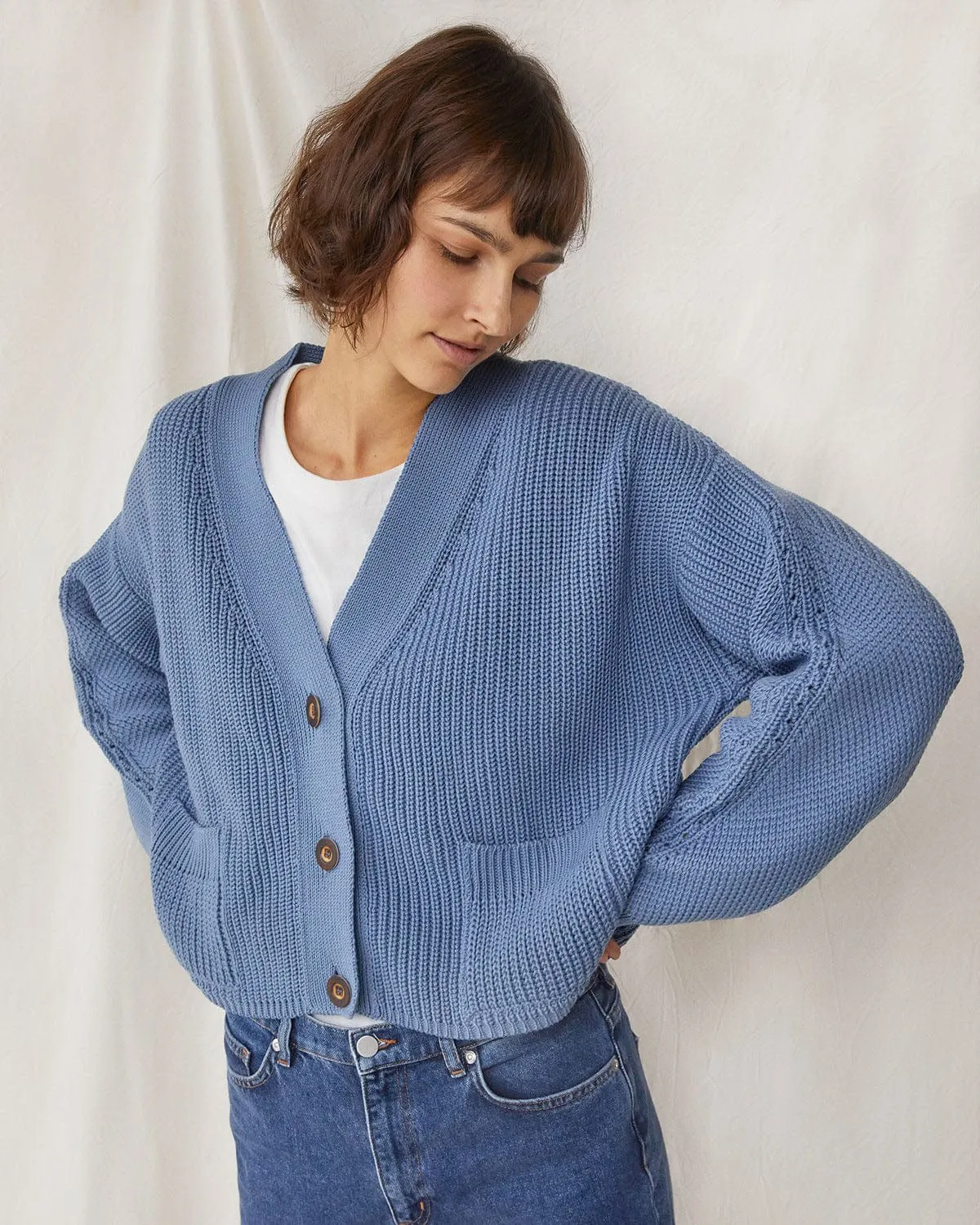 Preila: Baltic Blue Merino Wool Cardigan