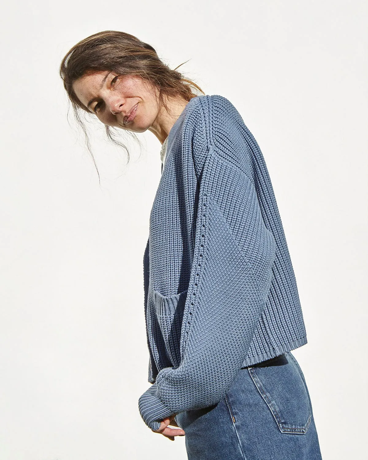 Preila: Baltic Blue Merino Wool Cardigan
