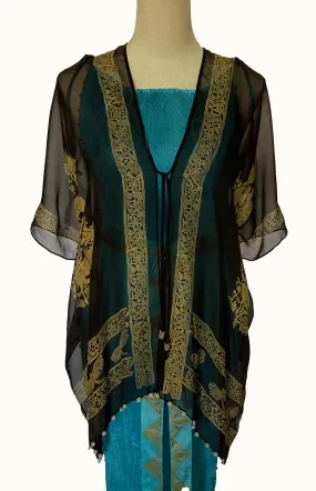 Printed Black Silk Chiffon Jacket