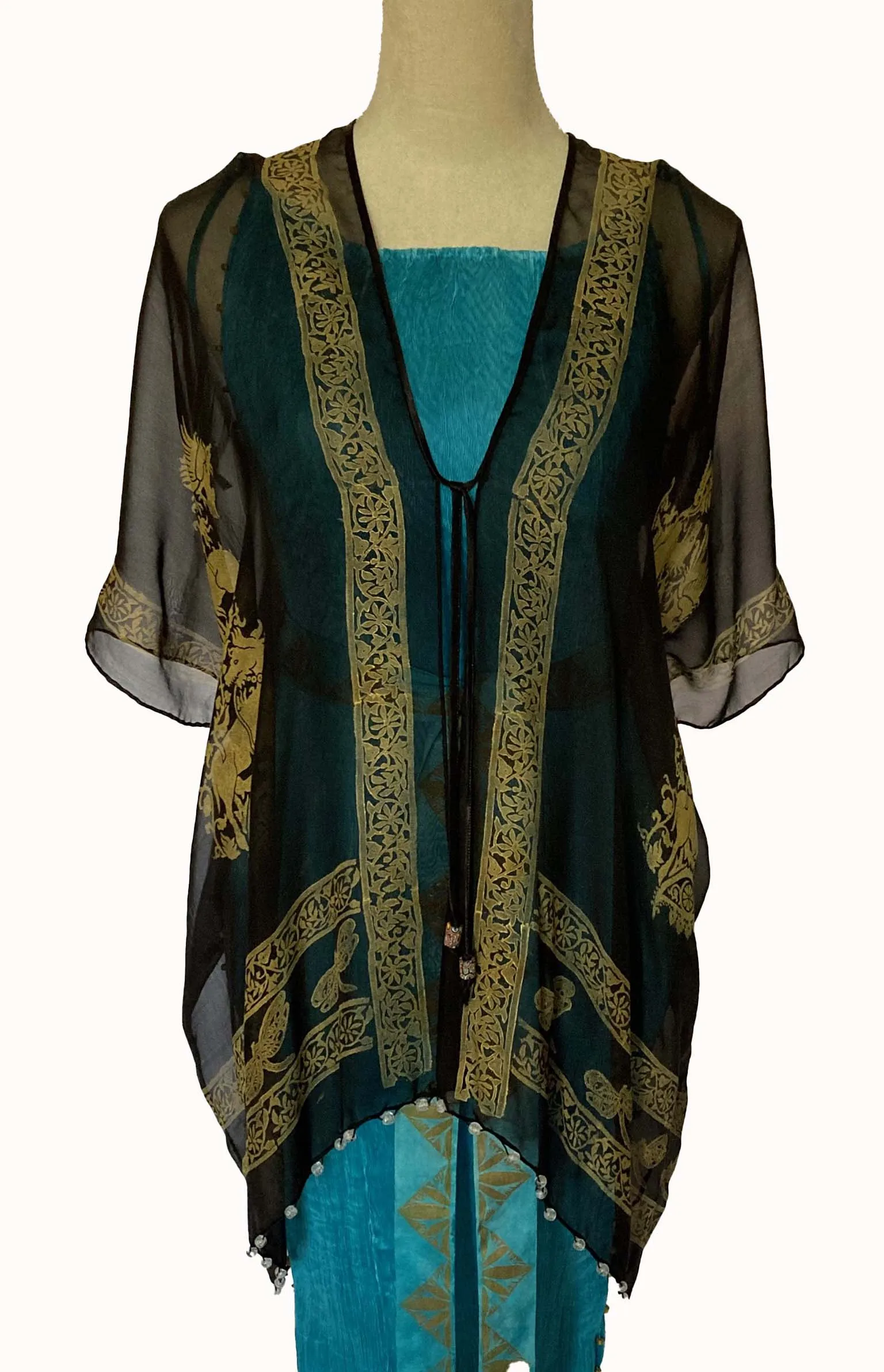 Printed Black Silk Chiffon Jacket
