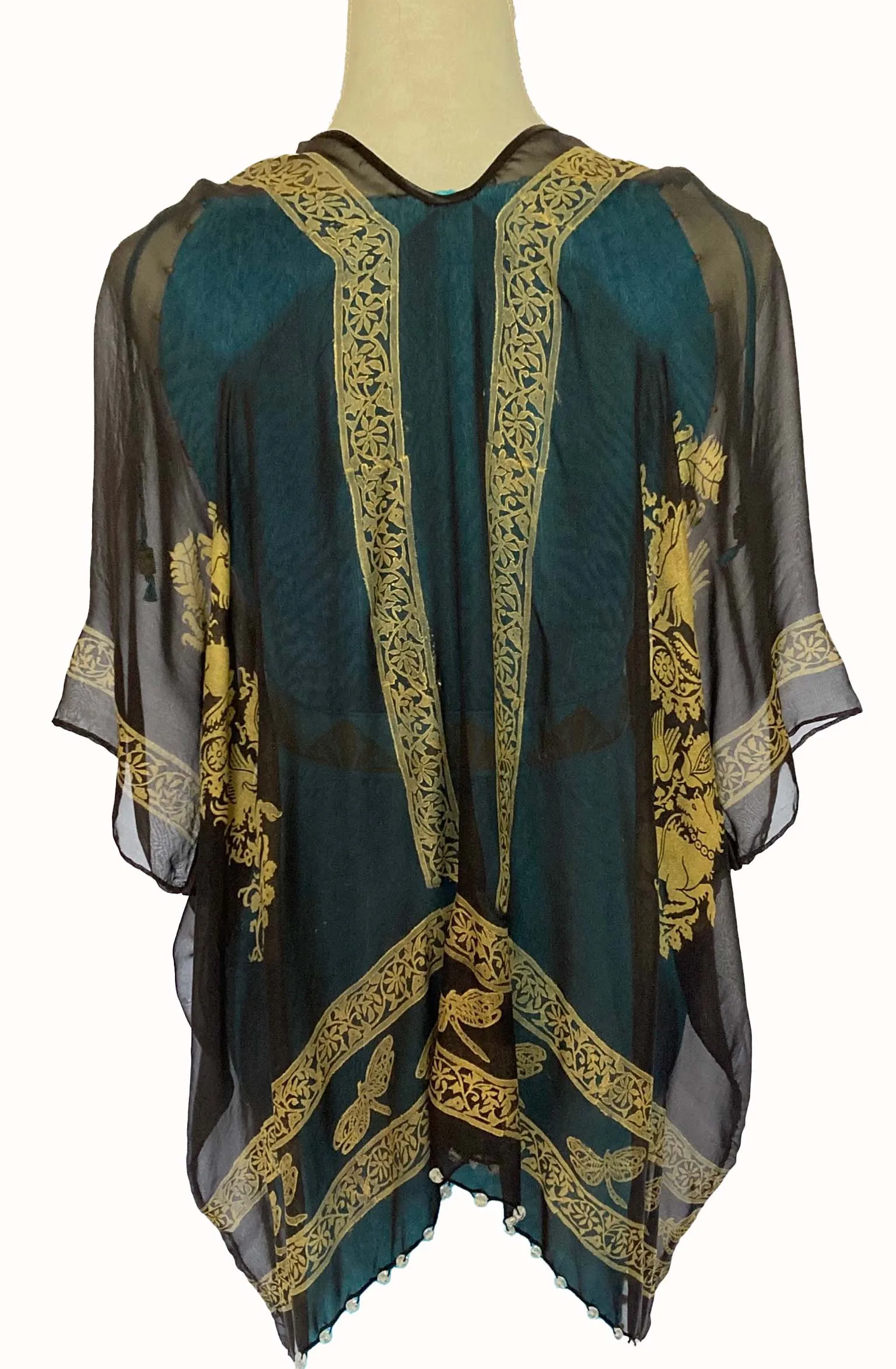 Printed Black Silk Chiffon Jacket