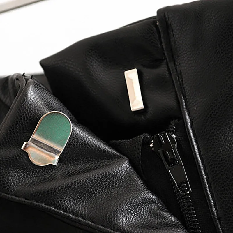 Pu Leather Shorts Women High Waist Black