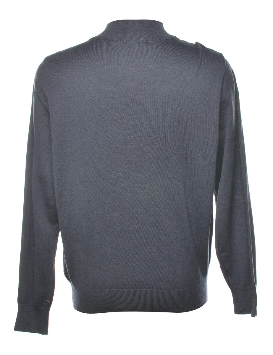 Quarter Zip High Neck Jumper - L