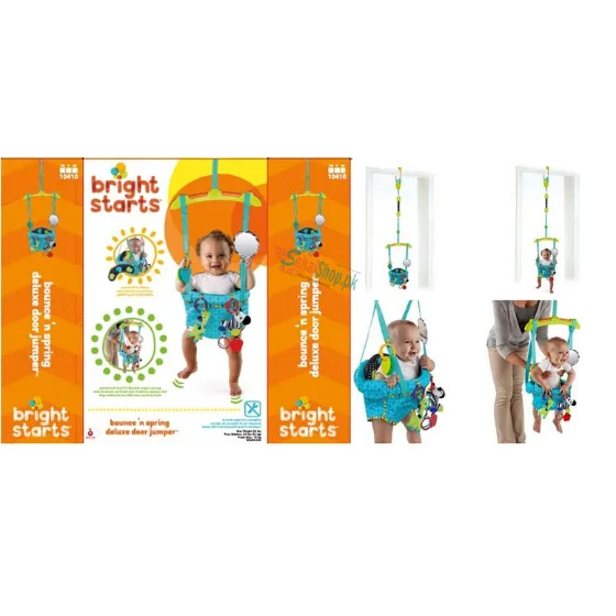 "Baby’s New Favorite: Green Door Jumper with Plush Toys for Endless Fun!"