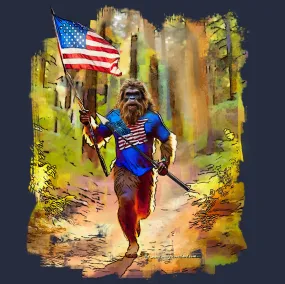 "Run Bigfoot Run" ~ Bigfoot Patriotic T-Shirt