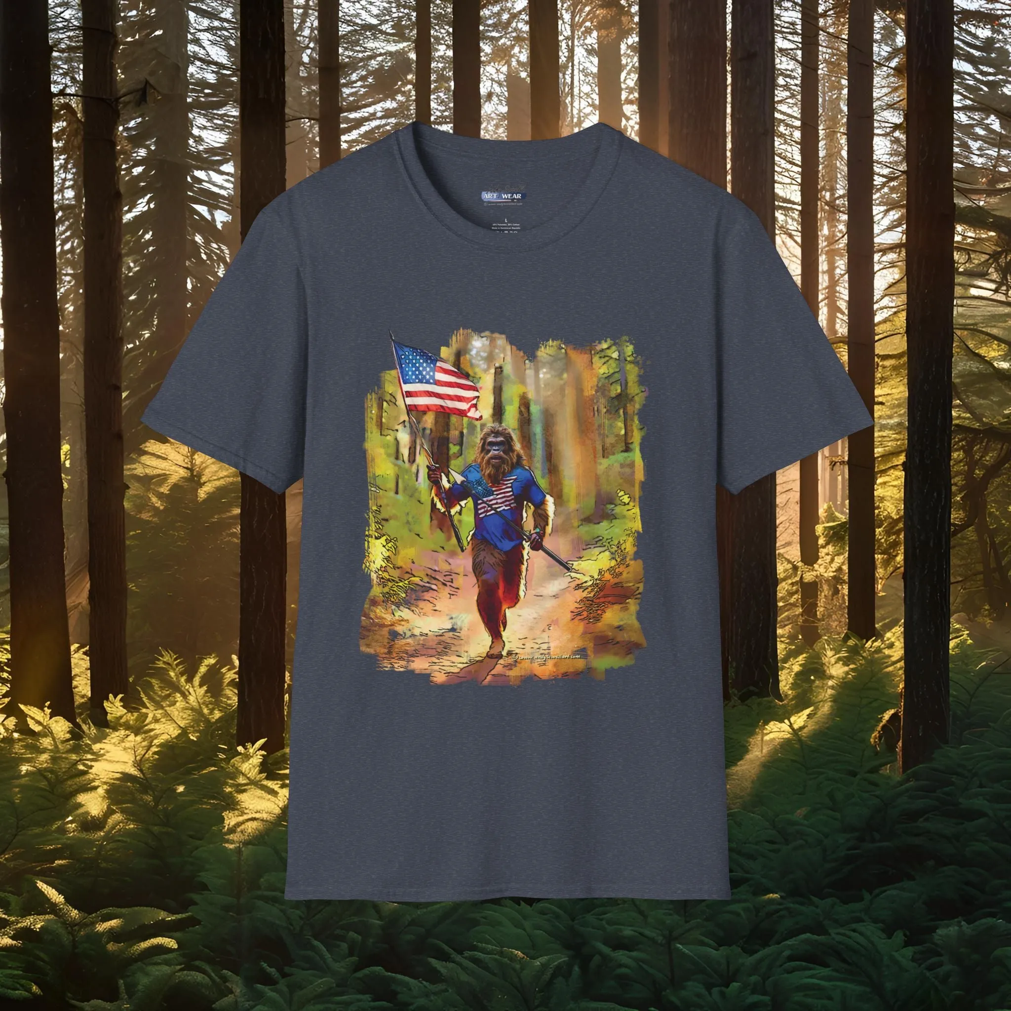 "Run Bigfoot Run" ~ Bigfoot Patriotic T-Shirt