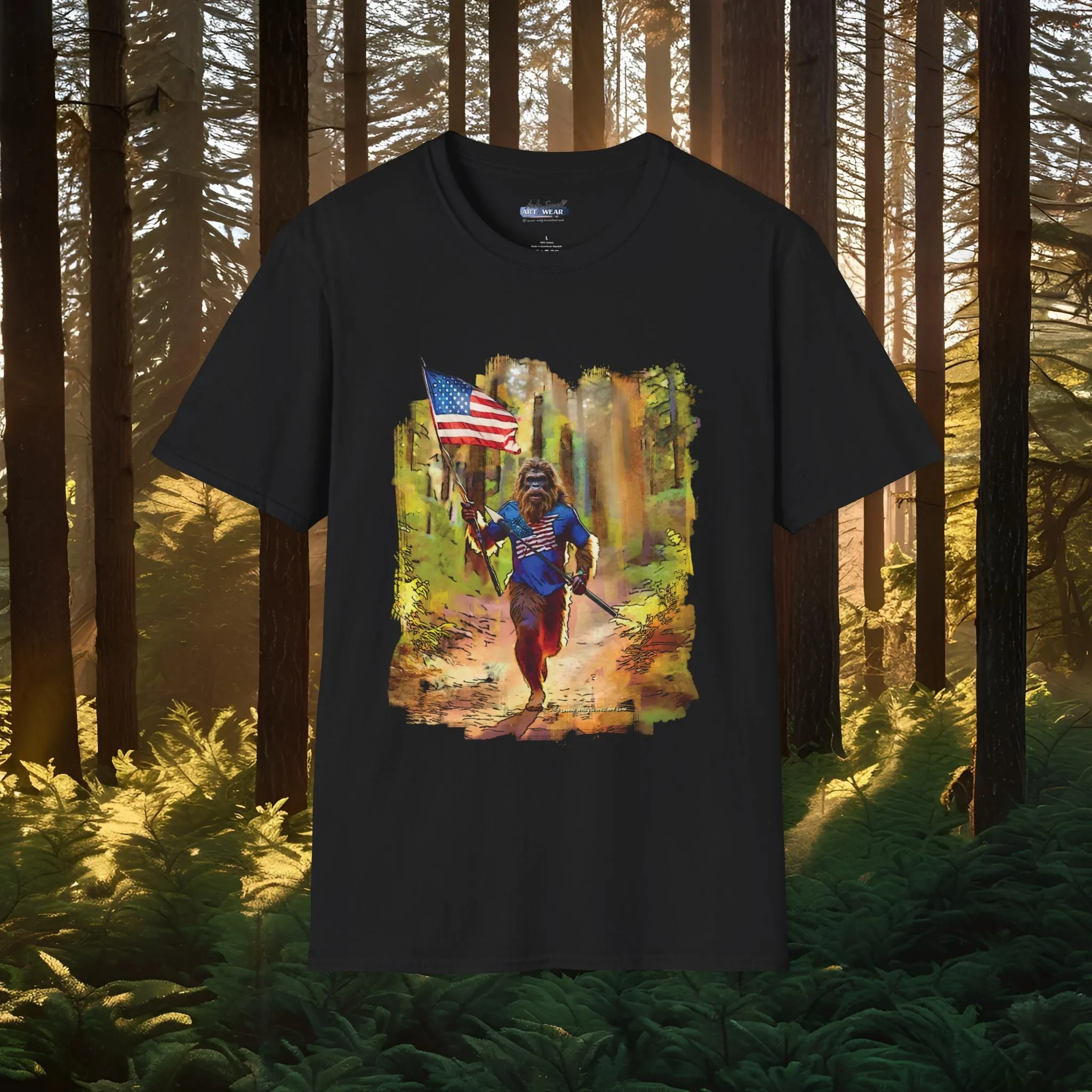 "Run Bigfoot Run" ~ Bigfoot Patriotic T-Shirt