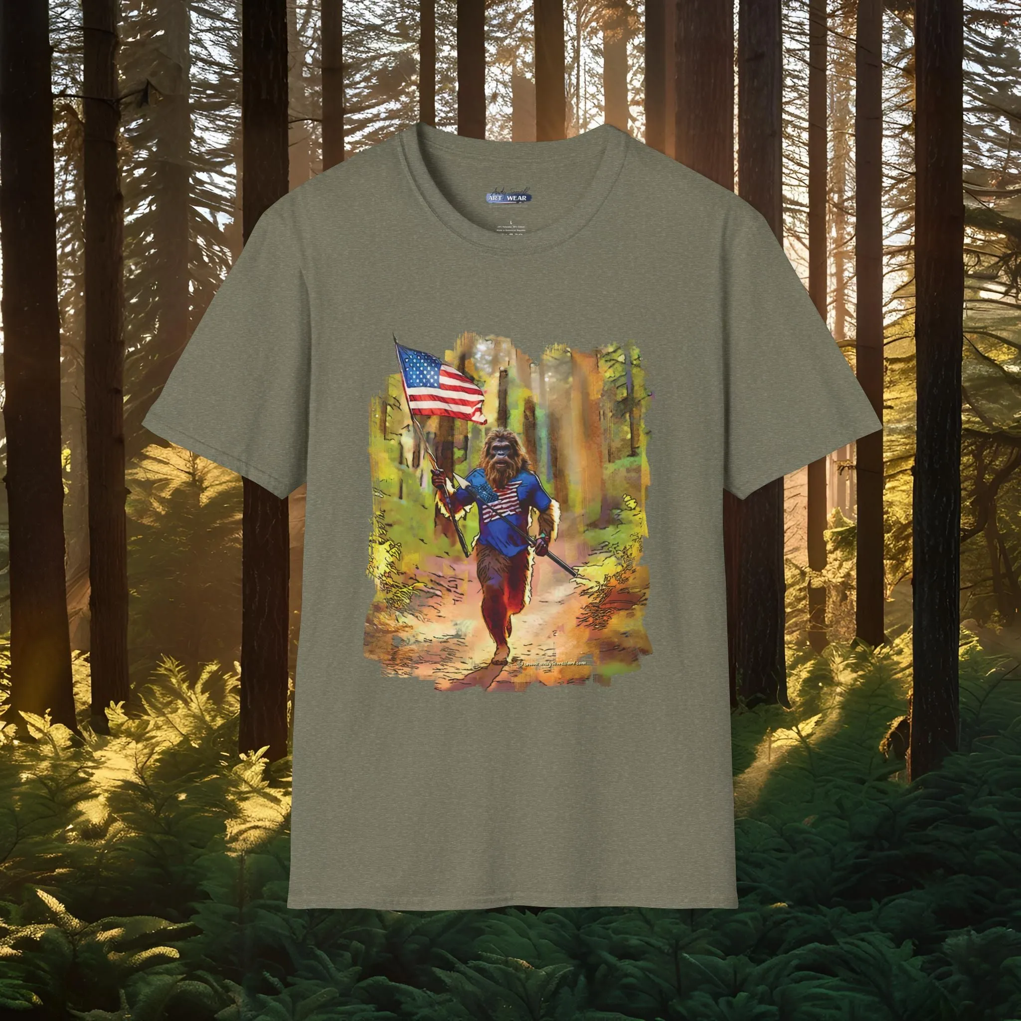 "Run Bigfoot Run" ~ Bigfoot Patriotic T-Shirt
