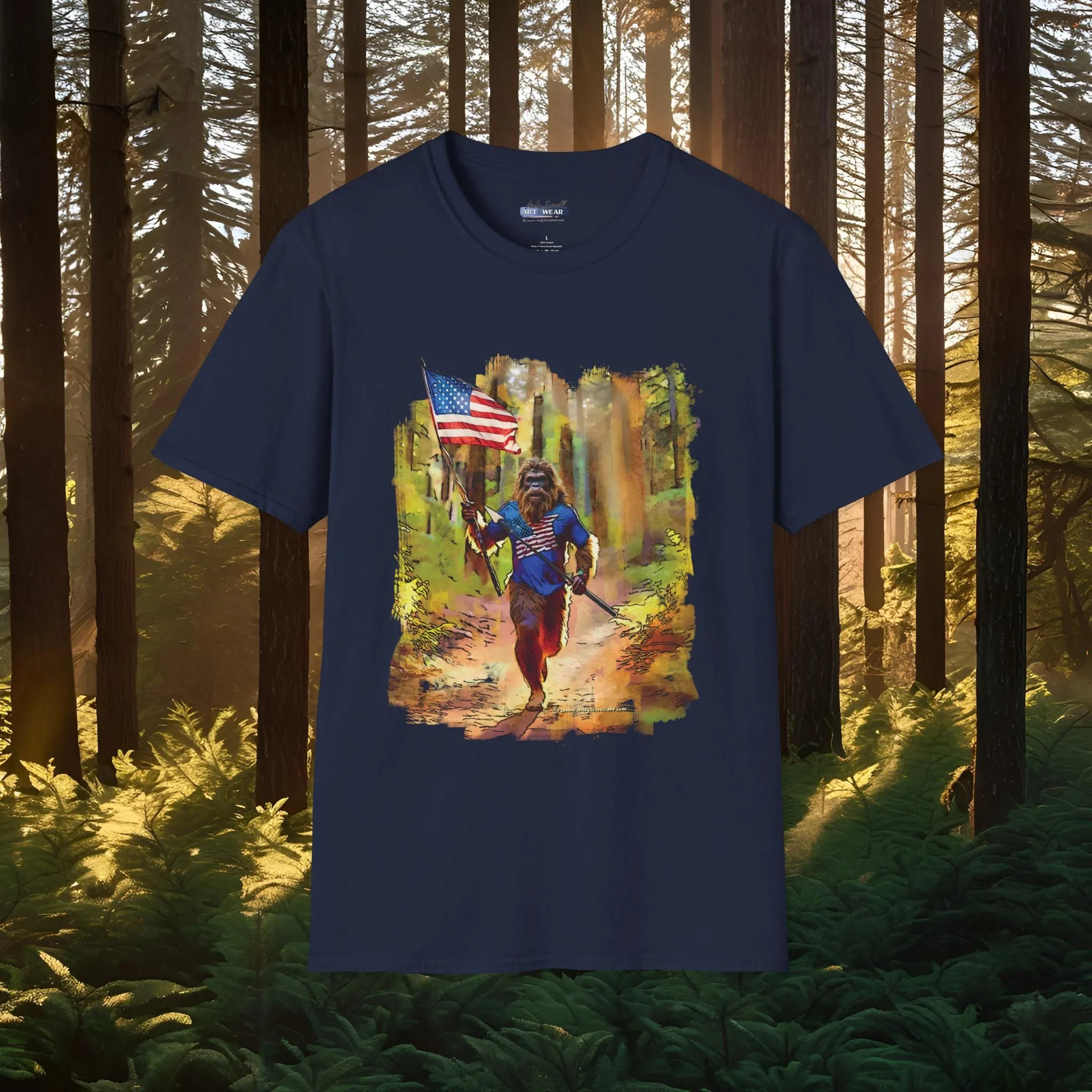 "Run Bigfoot Run" ~ Bigfoot Patriotic T-Shirt