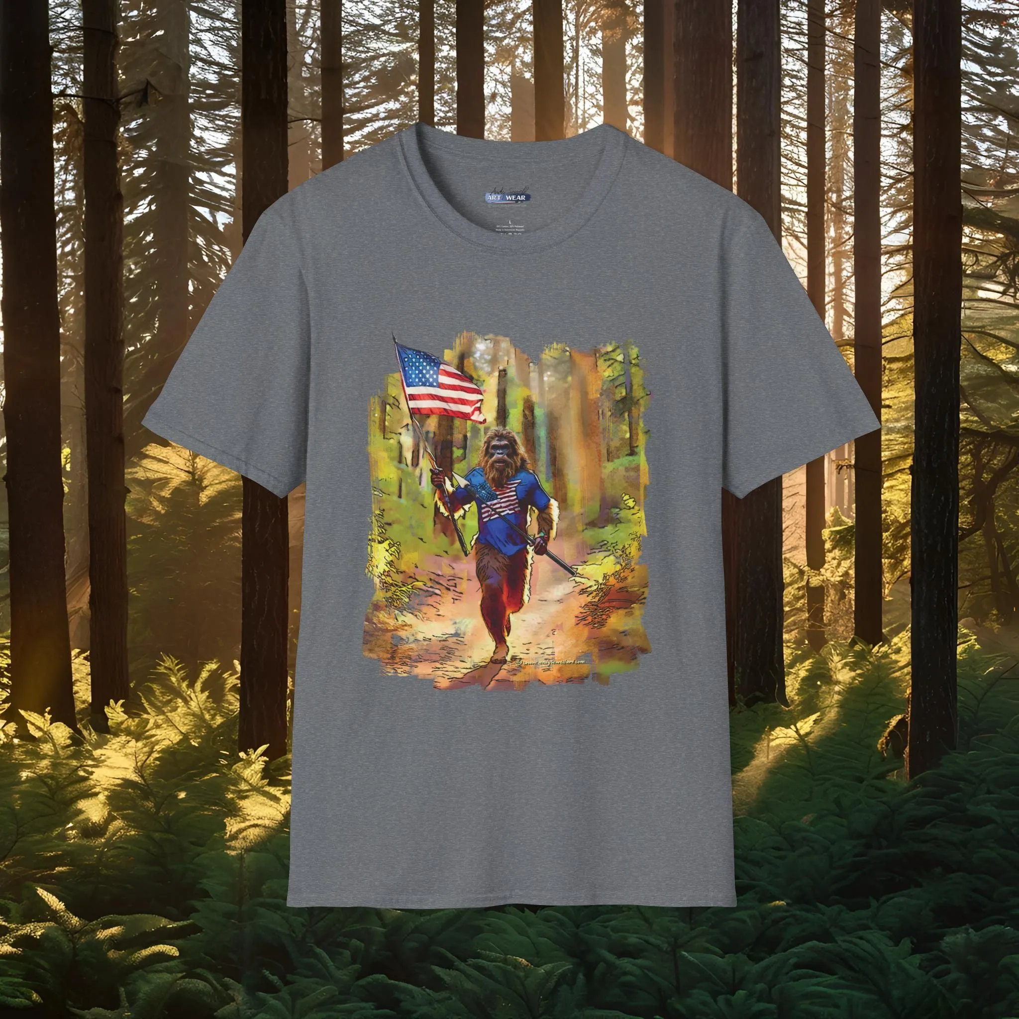 "Run Bigfoot Run" ~ Bigfoot Patriotic T-Shirt