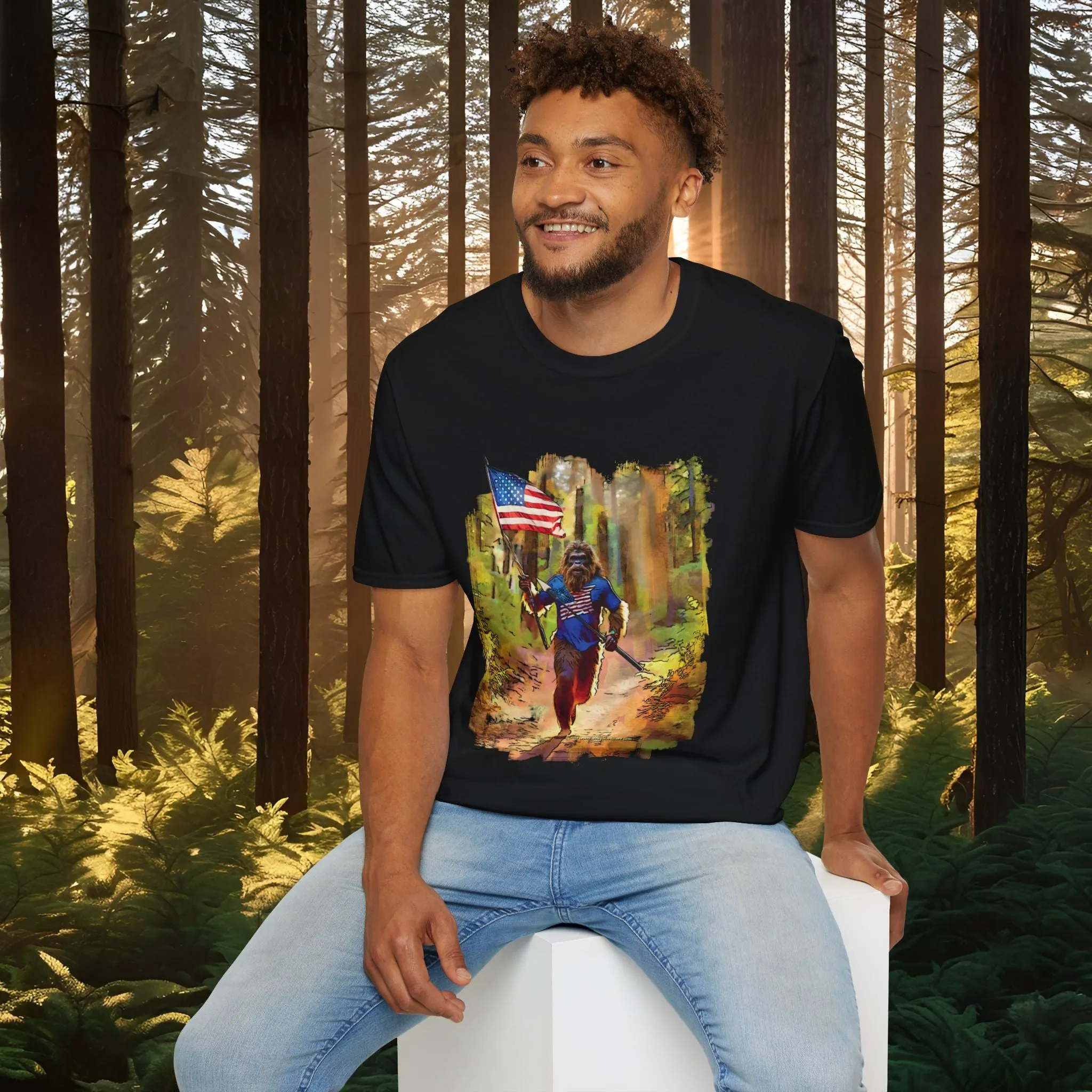 "Run Bigfoot Run" ~ Bigfoot Patriotic T-Shirt