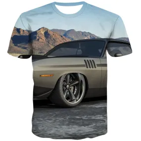 Racing Car T shirts Men Metal Tshirts Cool City Tshirt Anime Gray Tshirt Printed Retro T shirts Funny