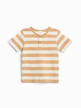 Reef Henley Crew Neck Tee - Tan Ely Stripe
