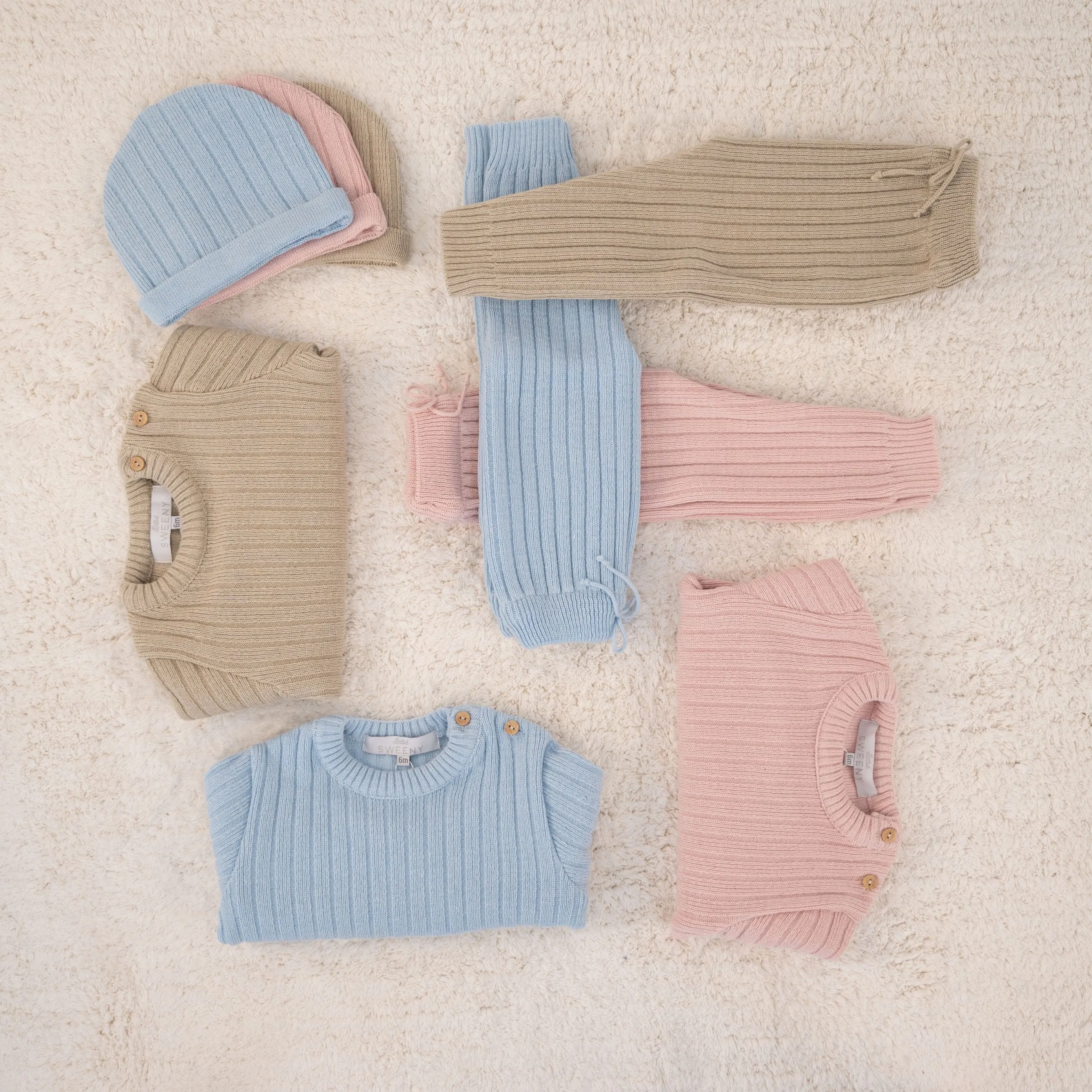 REMY | Beige Ribbed Knit Leggings Set (3)