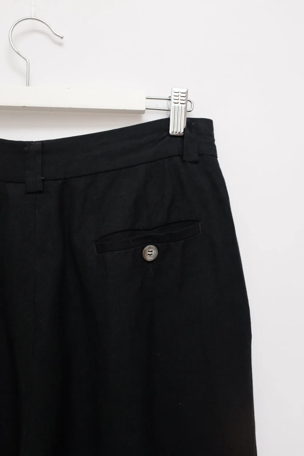 RENE LEZARD BLACK LINEN VISCOSE PLEATED PANTS