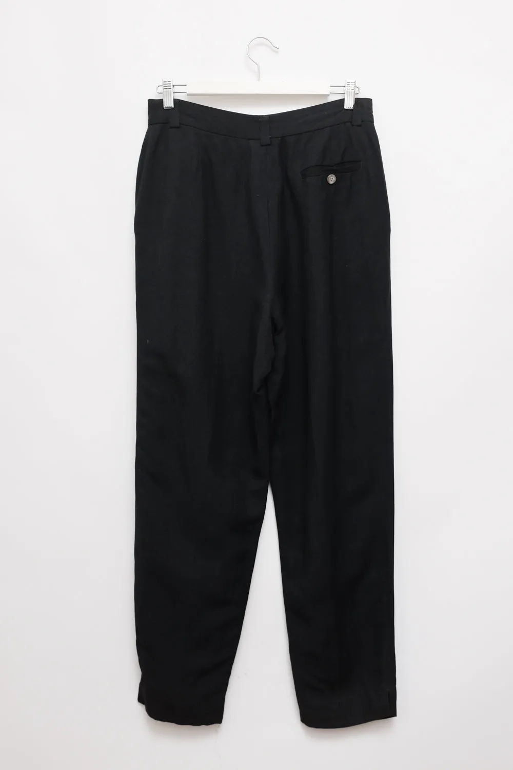 RENE LEZARD BLACK LINEN VISCOSE PLEATED PANTS