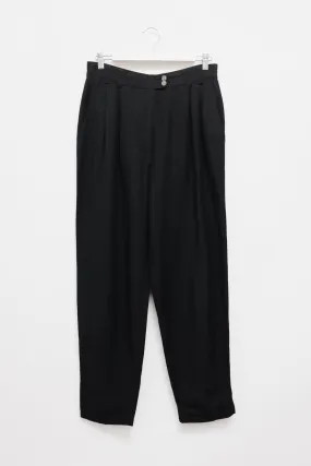 RENE LEZARD BLACK LINEN VISCOSE PLEATED PANTS