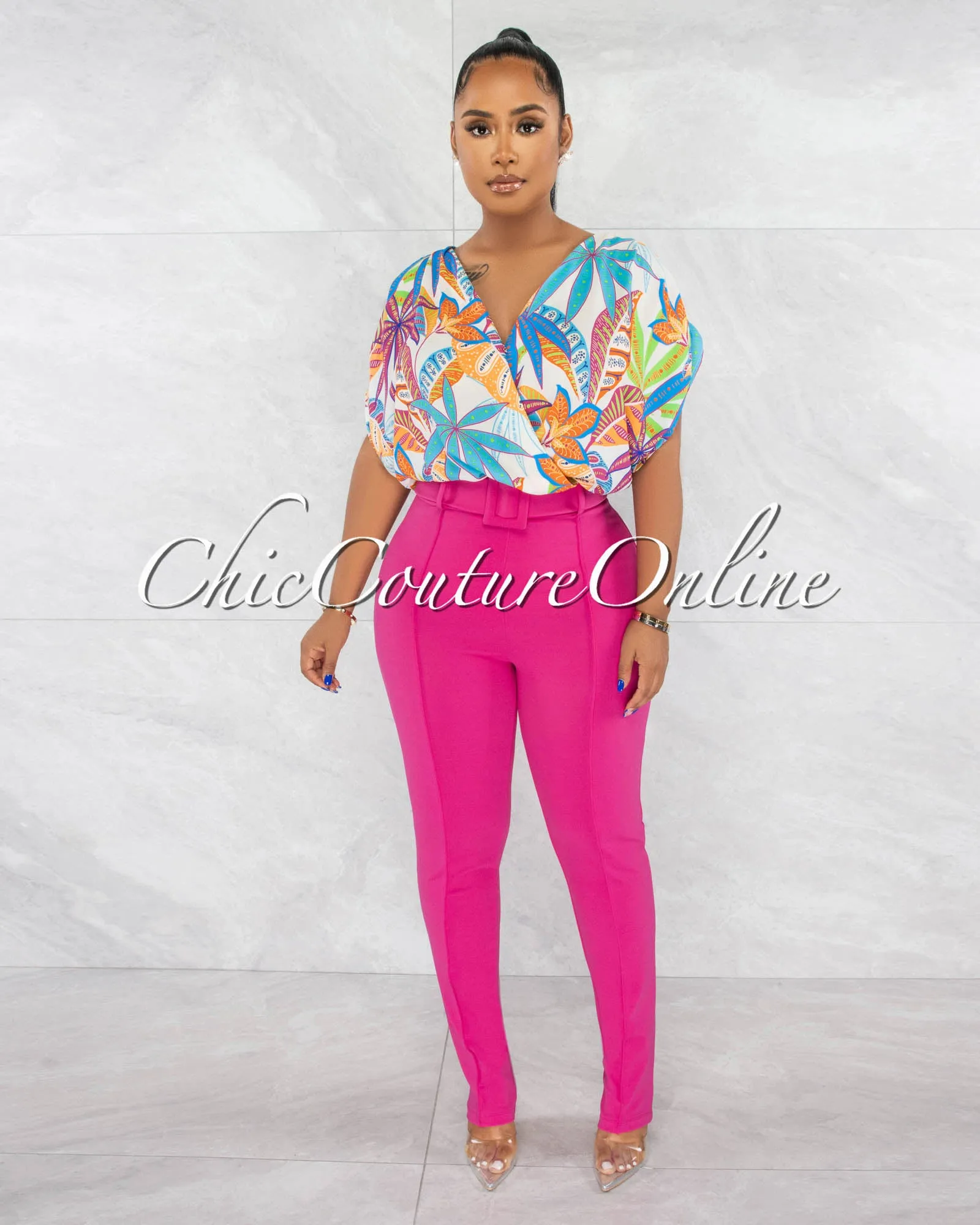 *Renny Multi-Color Print Wide Bodysuit