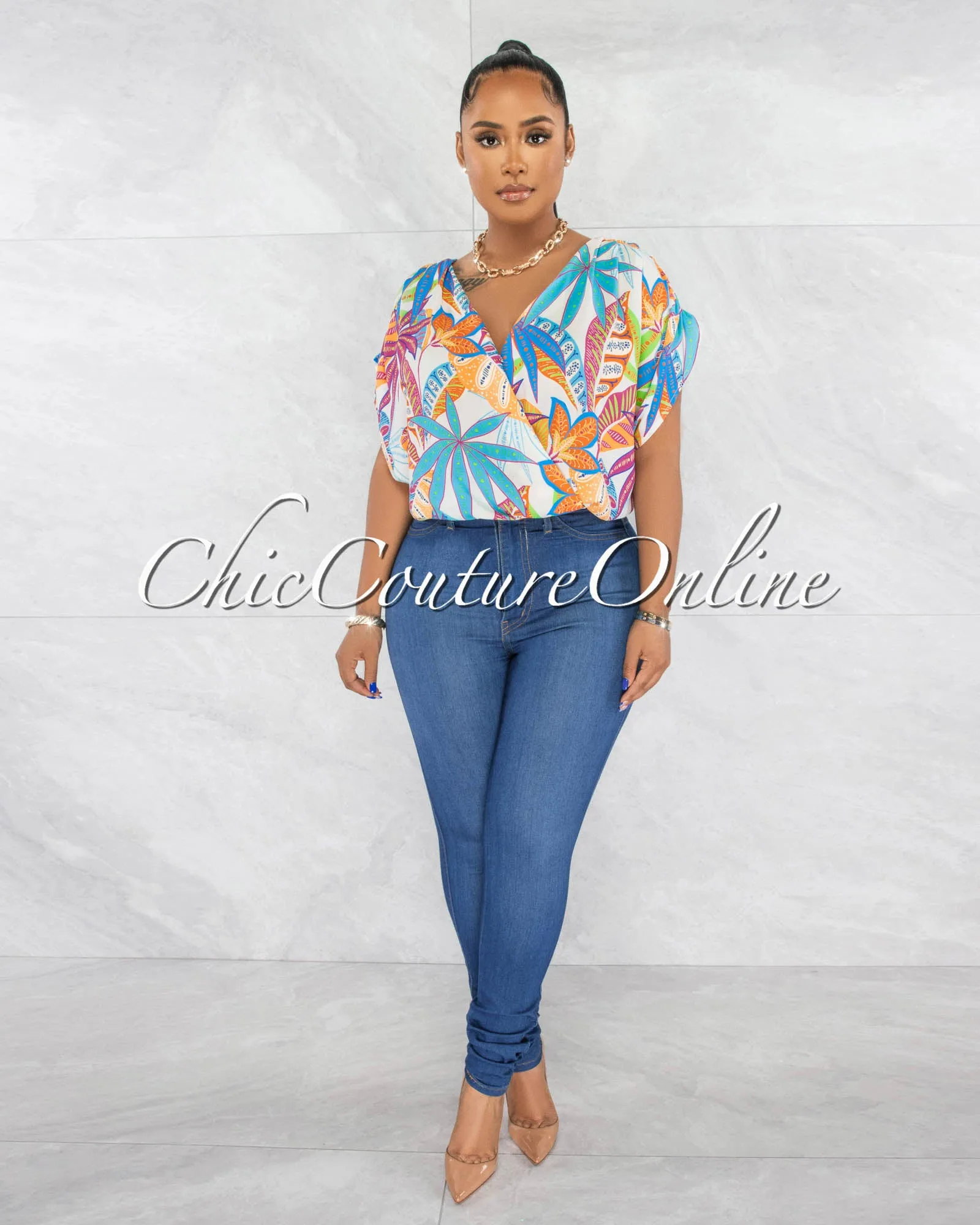 *Renny Multi-Color Print Wide Bodysuit