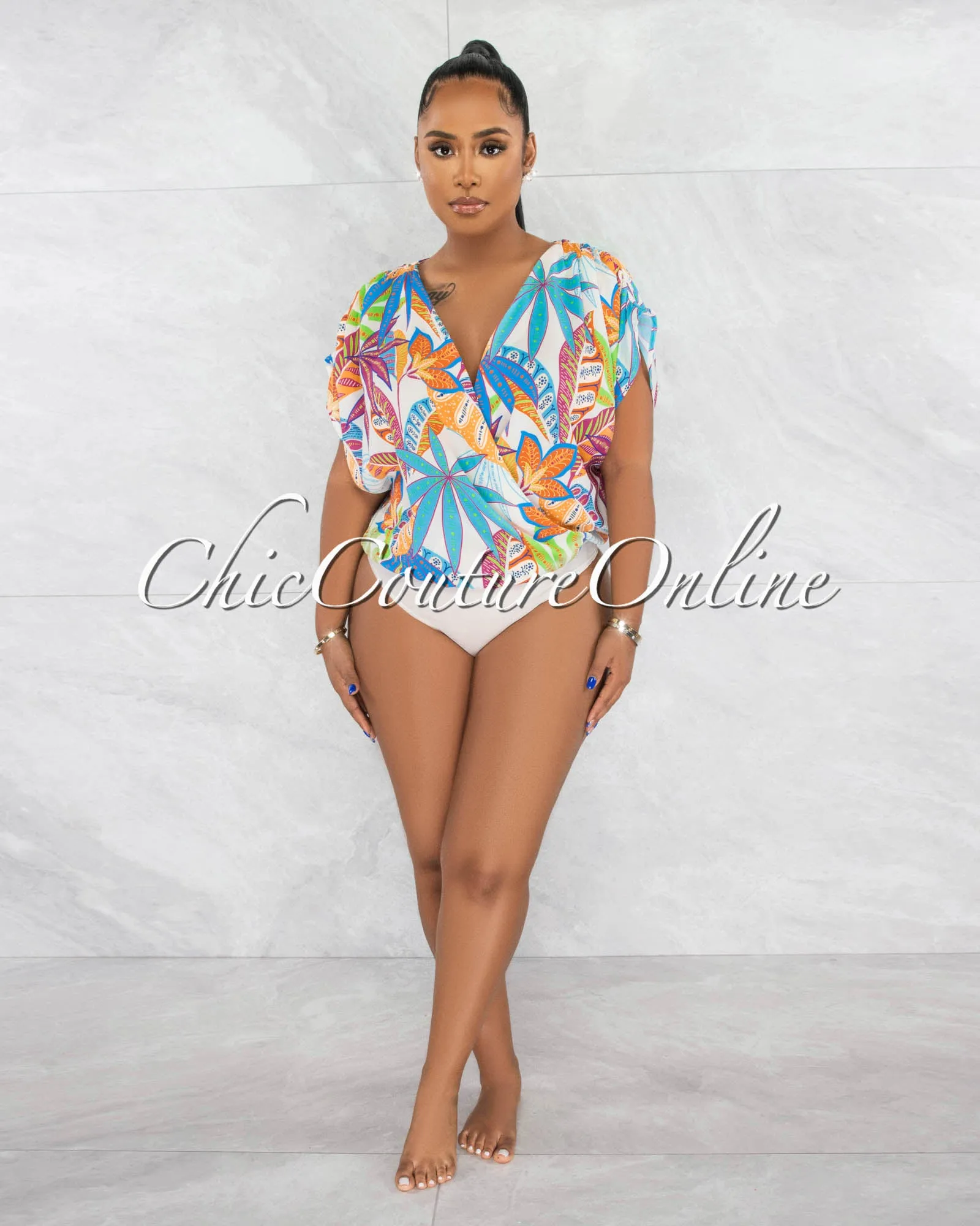 *Renny Multi-Color Print Wide Bodysuit