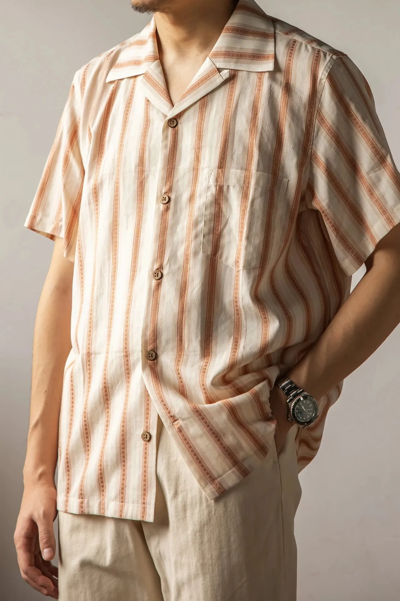 Retro Jacquard Striped Shirts - Vintage Style Holiday Aloha Camp Shirt