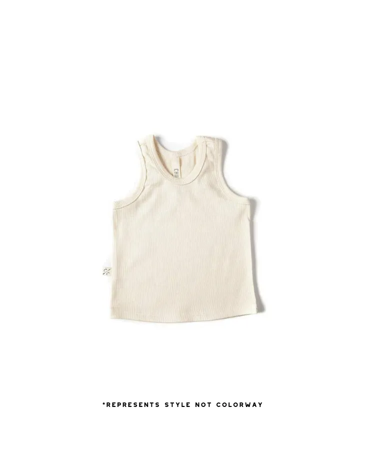 rib knit tank top - palm