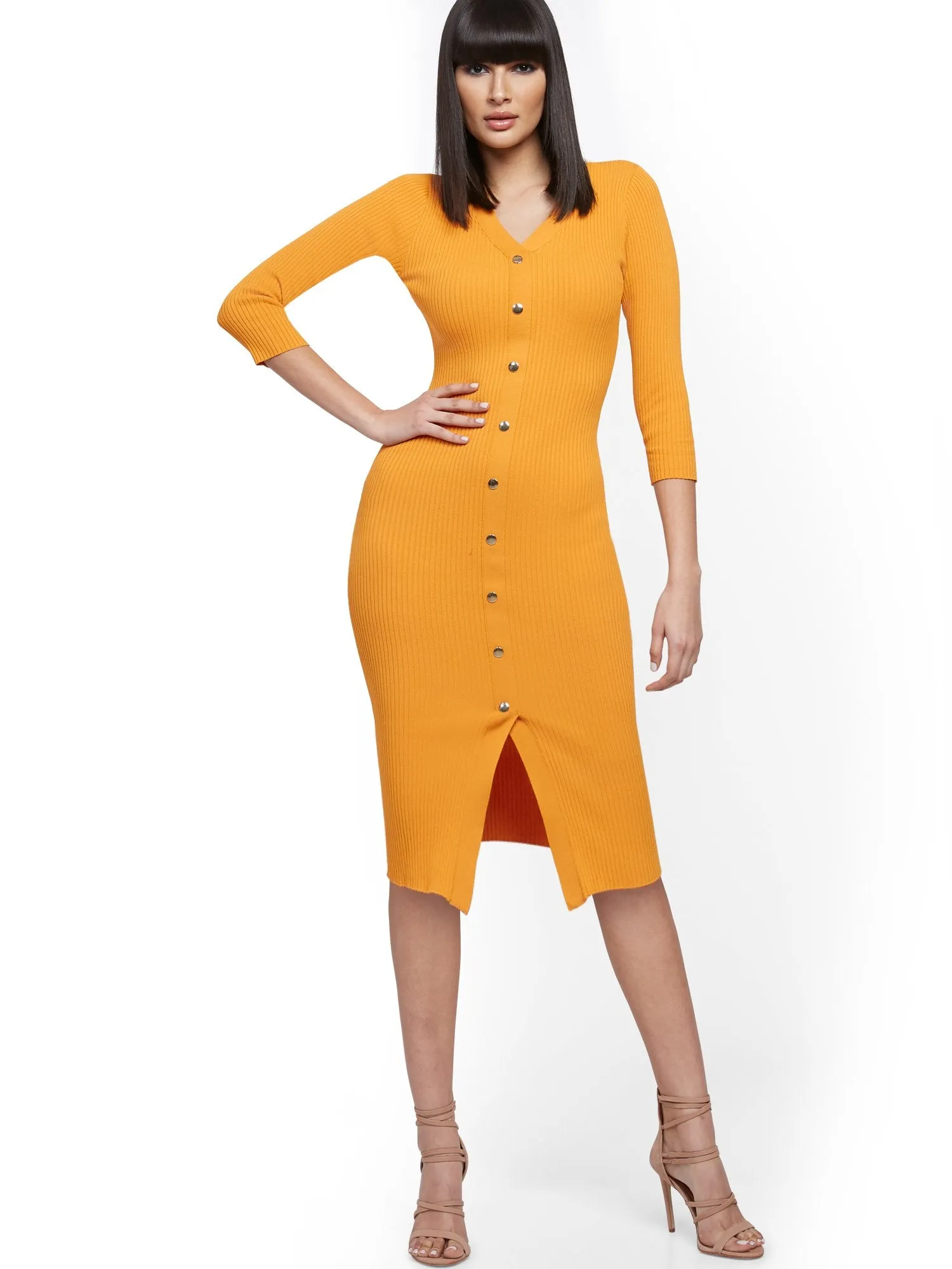 Ribbed Sweater Dress - 7th Avenue