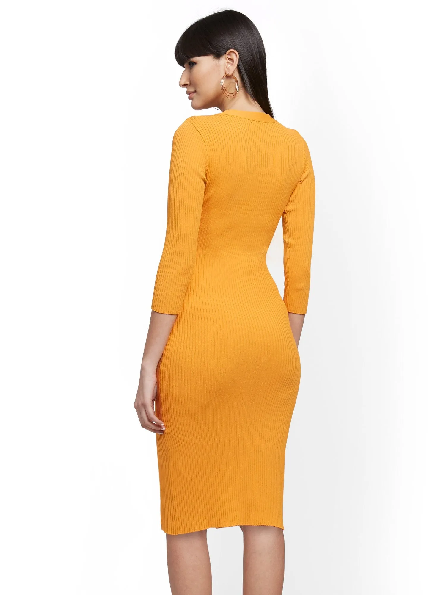 Ribbed Sweater Dress - 7th Avenue