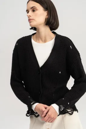 RIP DETAILED KNIT CARDIGAN