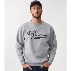 R.M.Williams Script Crew Neck Mens Sweater - Grey/Blue