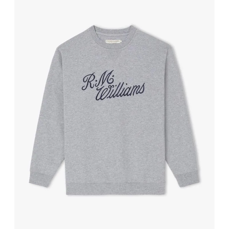 R.M.Williams Script Crew Neck Mens Sweater - Grey/Blue