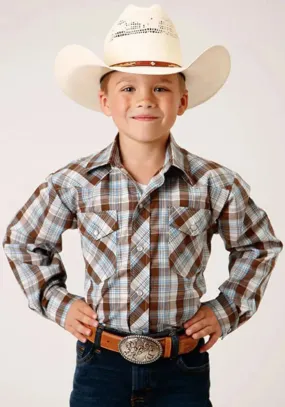 Roper Bluebird Ridge (Brown) - Boy's Western Shirt