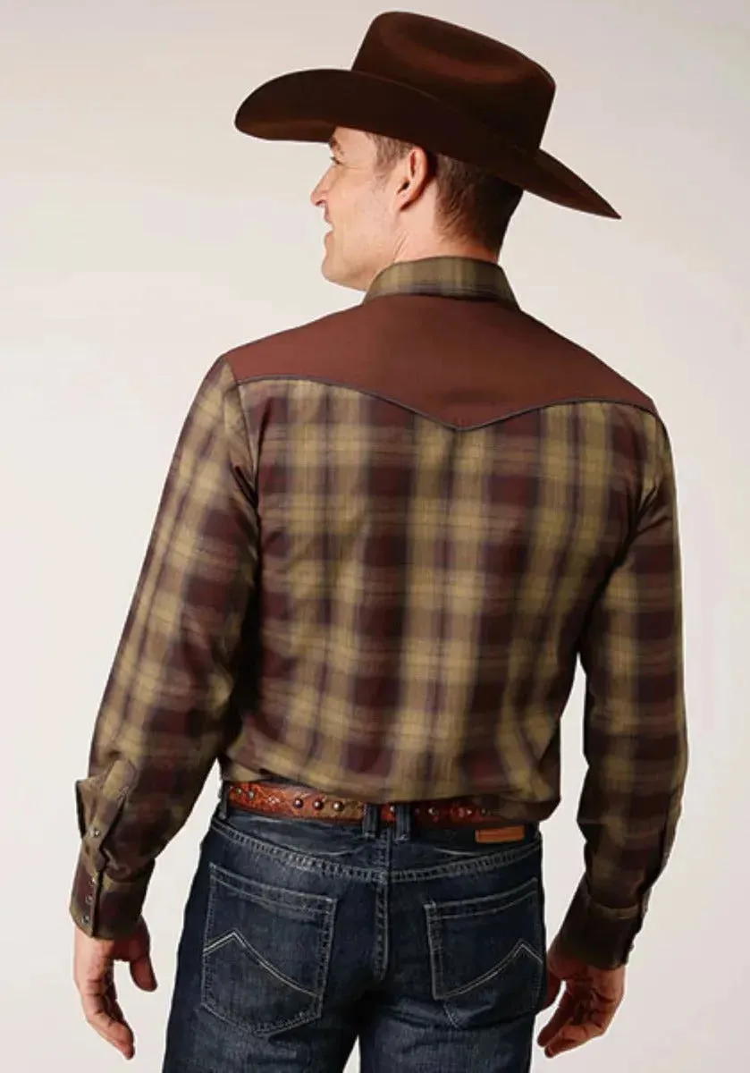Roper Redwood Ripple (Brown) - Men's Western Shirt (Closeout)