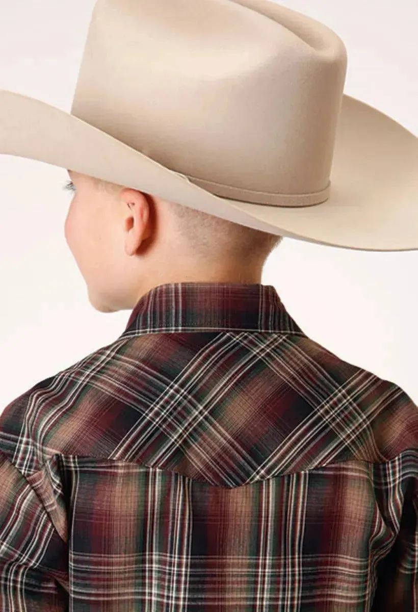 Roper Wild West Junior (Brown) - Boy's Western Shirt