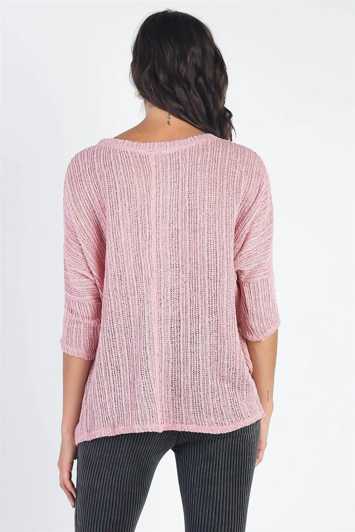 Rose Knit Dolman Midi Sleeve Top