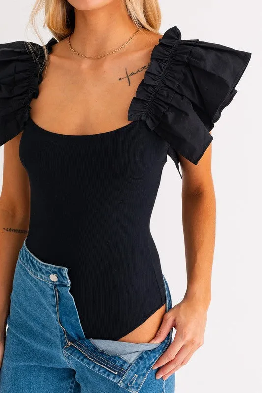 Ruffle Shoulder Bodysuit