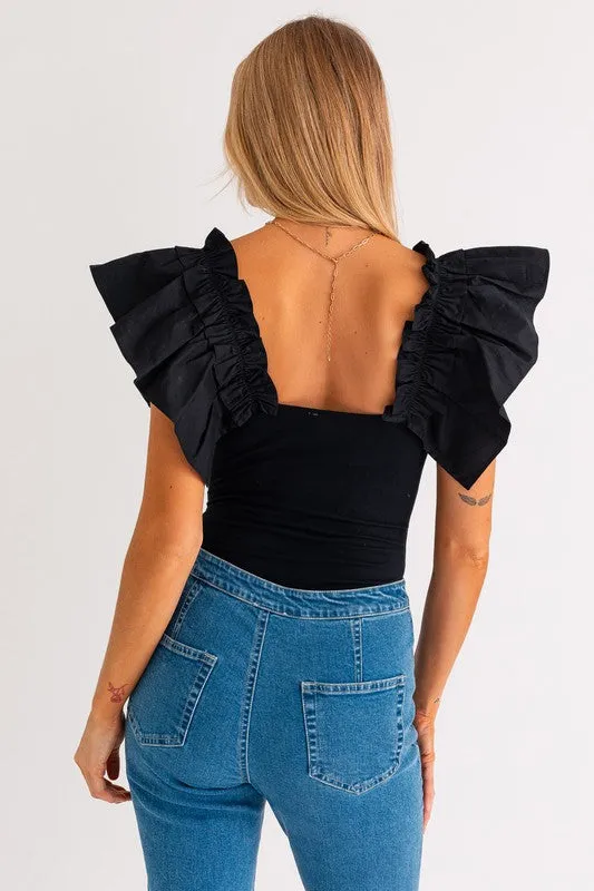 Ruffle Shoulder Bodysuit