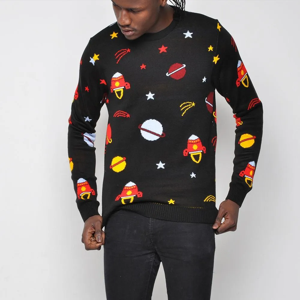 Run & Fly - Space - Mens Jumper - Black