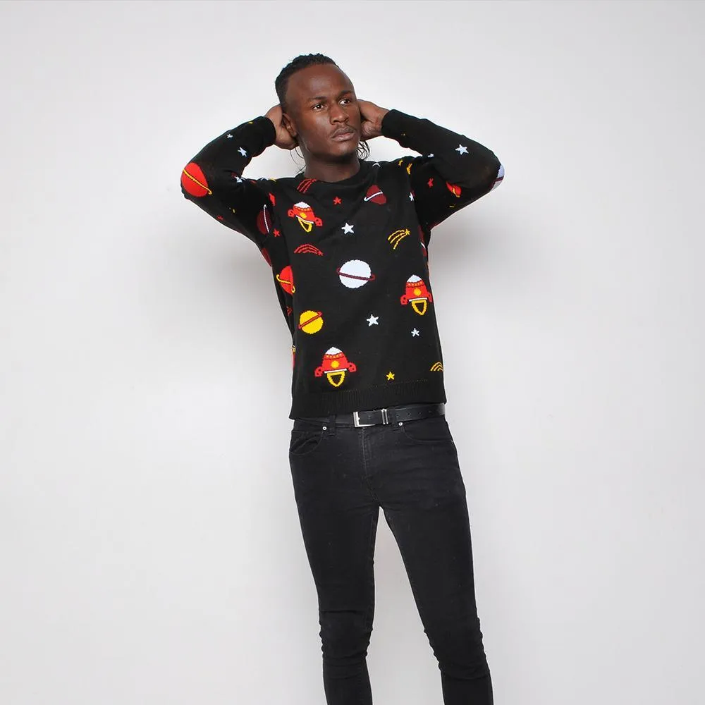 Run & Fly - Space - Mens Jumper - Black
