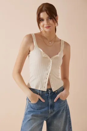 Sadie Beige Button Tank Top