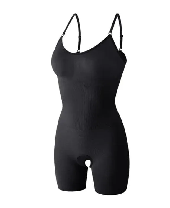 Seamless Compression Open Crotch Bodysuit for Women M 460551