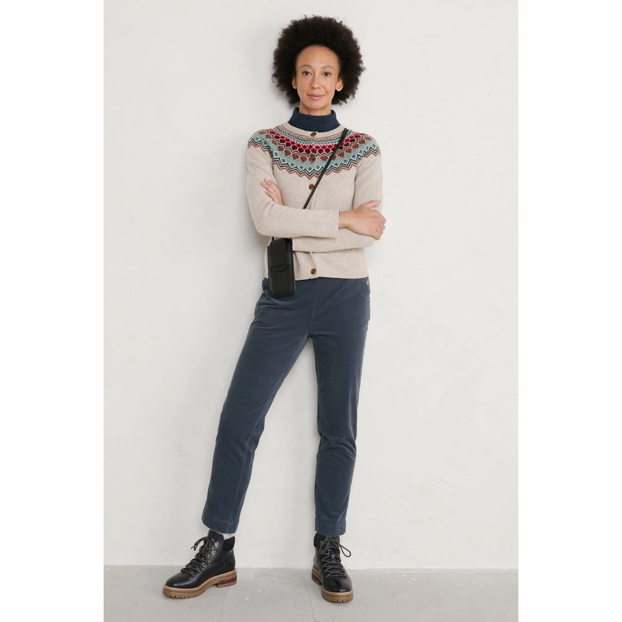 Seasalt Holly Blue Cardigan Andrena Aran Dahlia Mix