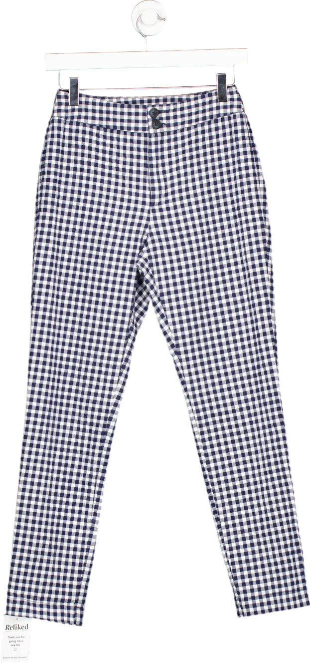 Seen Worn Kept Blue and White Gingham Check Trousers UK 8