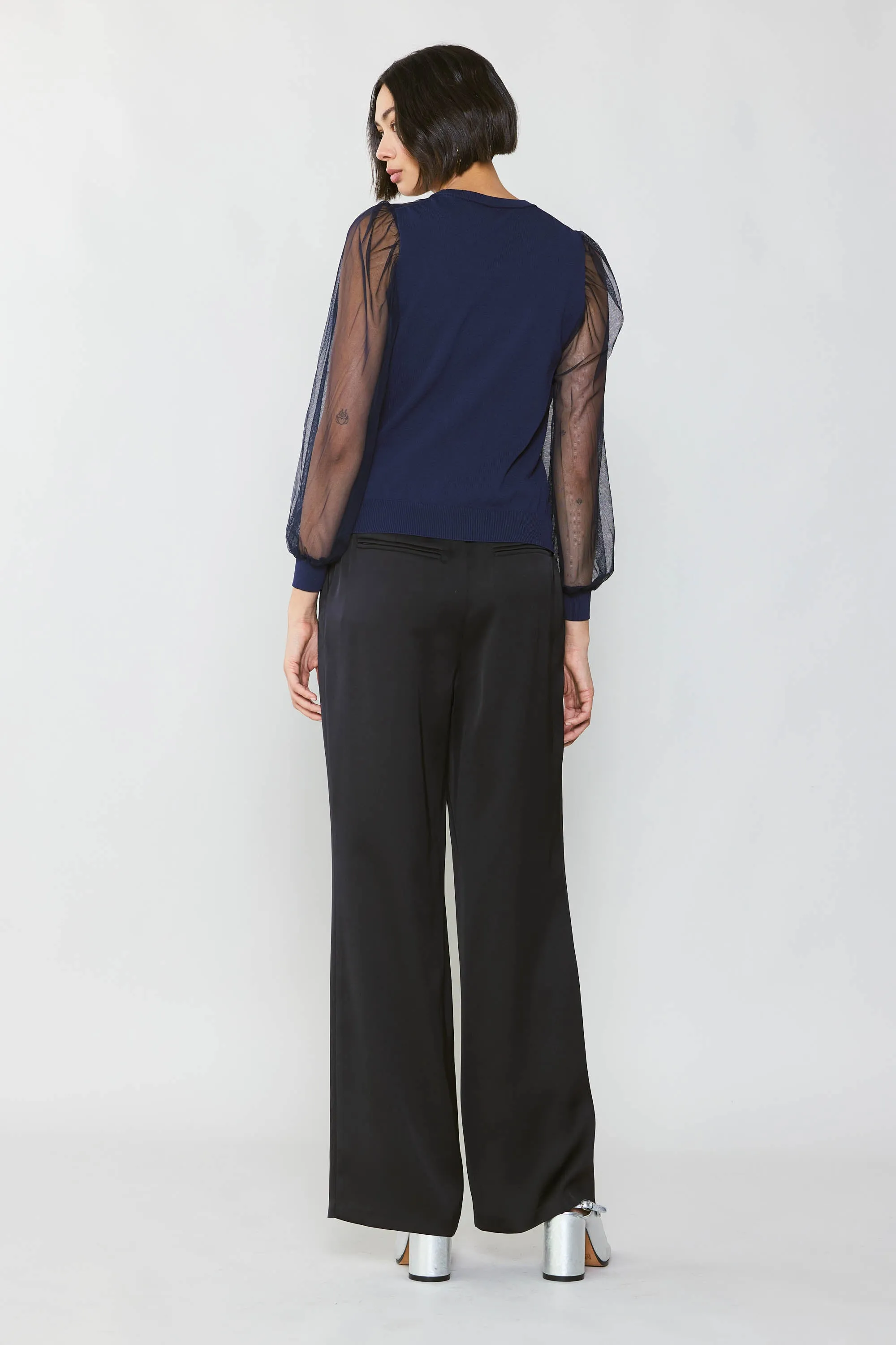 Sheer Crosshatch Cami-lined Top