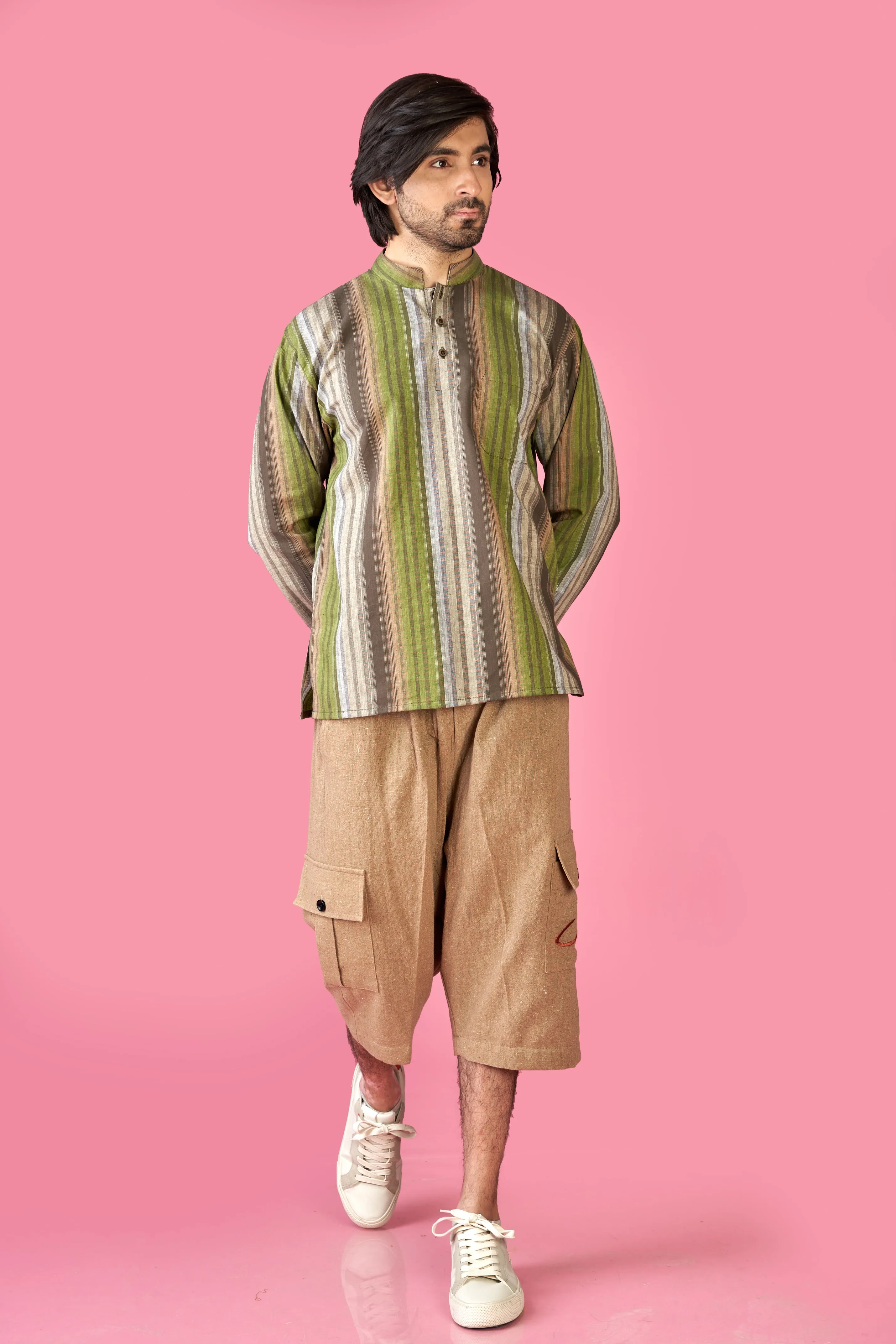 SHORT KURTA STYLE HENLEY SHIRT S24-M25